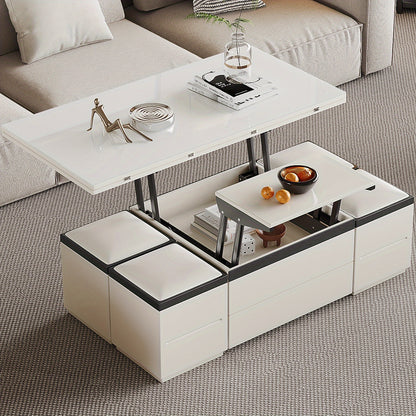 Extendable Coffee Table - 4 Storage Stools & Lift Top