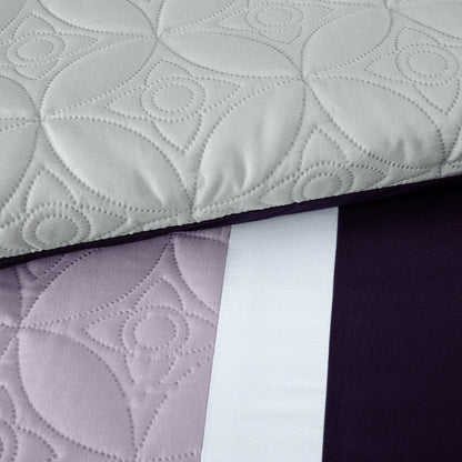 Bernard 7-Piece Patchwork Quilted Medallion Bed in a Bag Comforter Set with Sheets, California King/King/Queen/Full Size