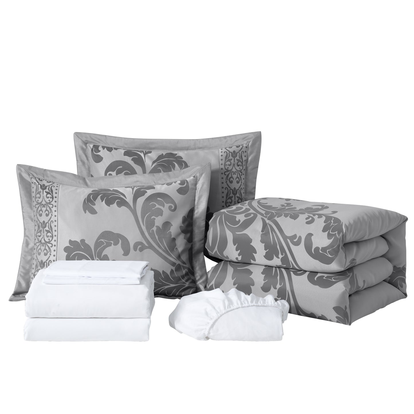 Valor 7-Piece Luxury Jacquard Floral Bed in a Bag Comforter Set