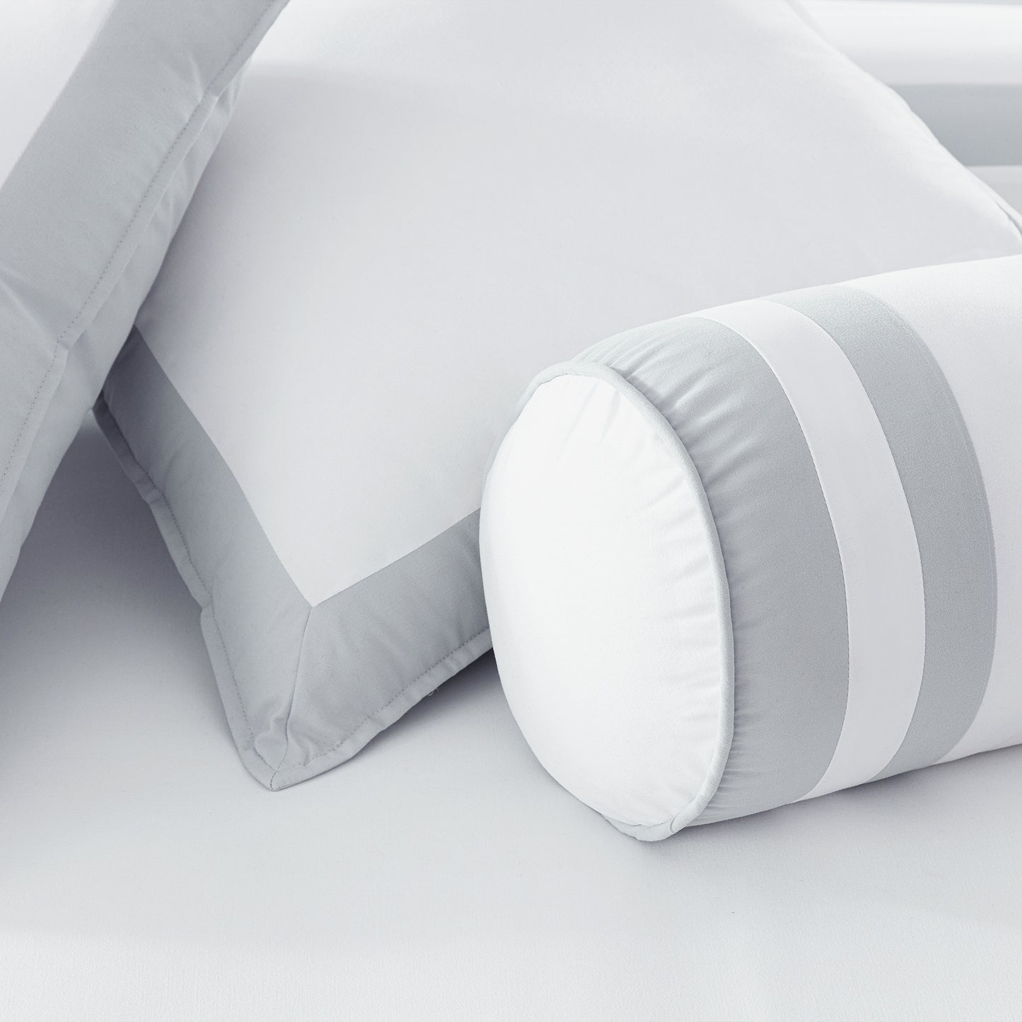 Caprice 7-Piece Modern Hotel Style Square Pattern Comforter Set with Decorative Pillows, Cal King/King/Queen/Full Size