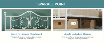 HOOMIC Platform Bed Frame, Metal Bed Frame With Butterfly Pattern Design Headboard & Footboard, No Box Spring Required, Easy Assembly