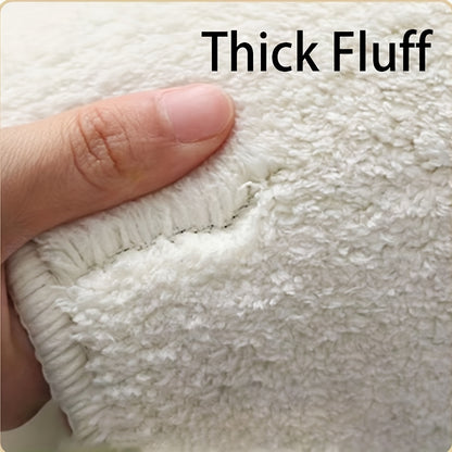 1pc, Dotted Plastic Bottom Cashmere Carpets, Fashionable Bedroom Thickened Rug, Non Slip Washable Balcony Floor Mat, Minimalist Line Home Decoration Carpet