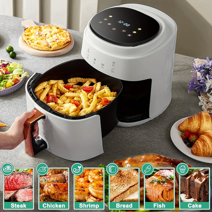 Air Fryer 8-in-1, Large 8-Quart Capacity, Touchscreen Display, Fast Turbo Modes, 90-450°C Evenly Results with Precise Temperature Control, 97% Less Oil, Nonstick & Dishwasher-Safe Basket