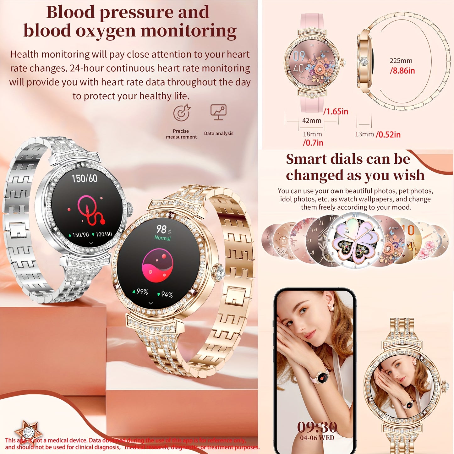 [1.32" AMOLED Smart Fitness Watch] 1.32" AMOLED Smart Watch For Women, Answer/Make Calls, Smart Fitness Watch For Women - Call Integration, Wireless Call Smart Watch For Android And IPhone, Fitness Tracker, Sleep Monitoring,