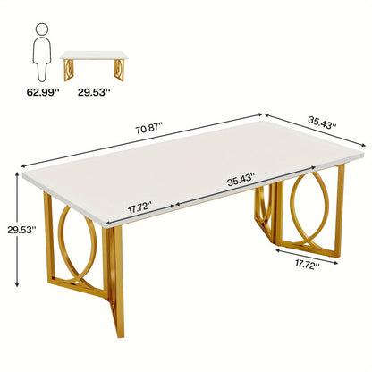 LITTLE TREE 70.9-inch Executive Table - Wood Computer Desk with Metal Frame - Spacious & Sturdy - For Home Office & Workspaces - Ideal Gift for Professionals
