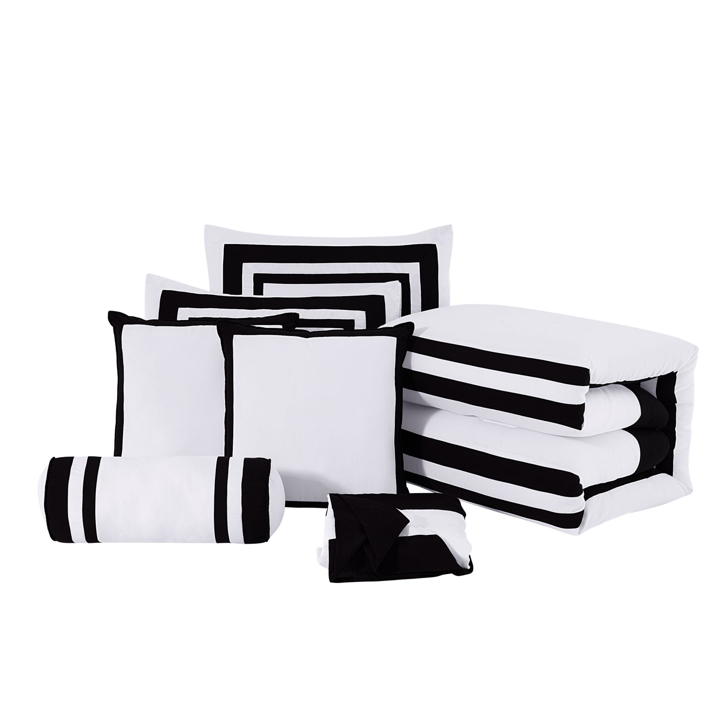 Caprice 7-Piece Modern Hotel Style Square Pattern Comforter Set with Decorative Pillows, Cal King/King/Queen/Full Size