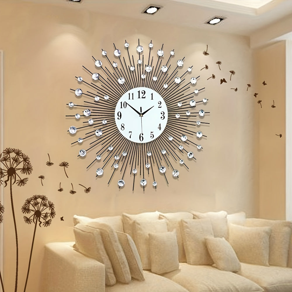 Modern Wall Clock Crystal Luxury Bedroom Clock Creative Personality Modern Art Decoration Clock Silent Wall Clock Large Size