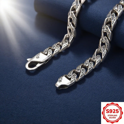 1pc S925 925 Silvery Plated-plated Men's bracelet, vintage style, with Arabic patterns, hypoallergenic, available in blue, green, and black, unique design, fashionable and versatile, suitable for both men and women, simple de