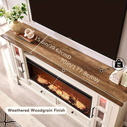 Farmhouse Fireplace TV Stand - 36" Electric for 80" TVs
