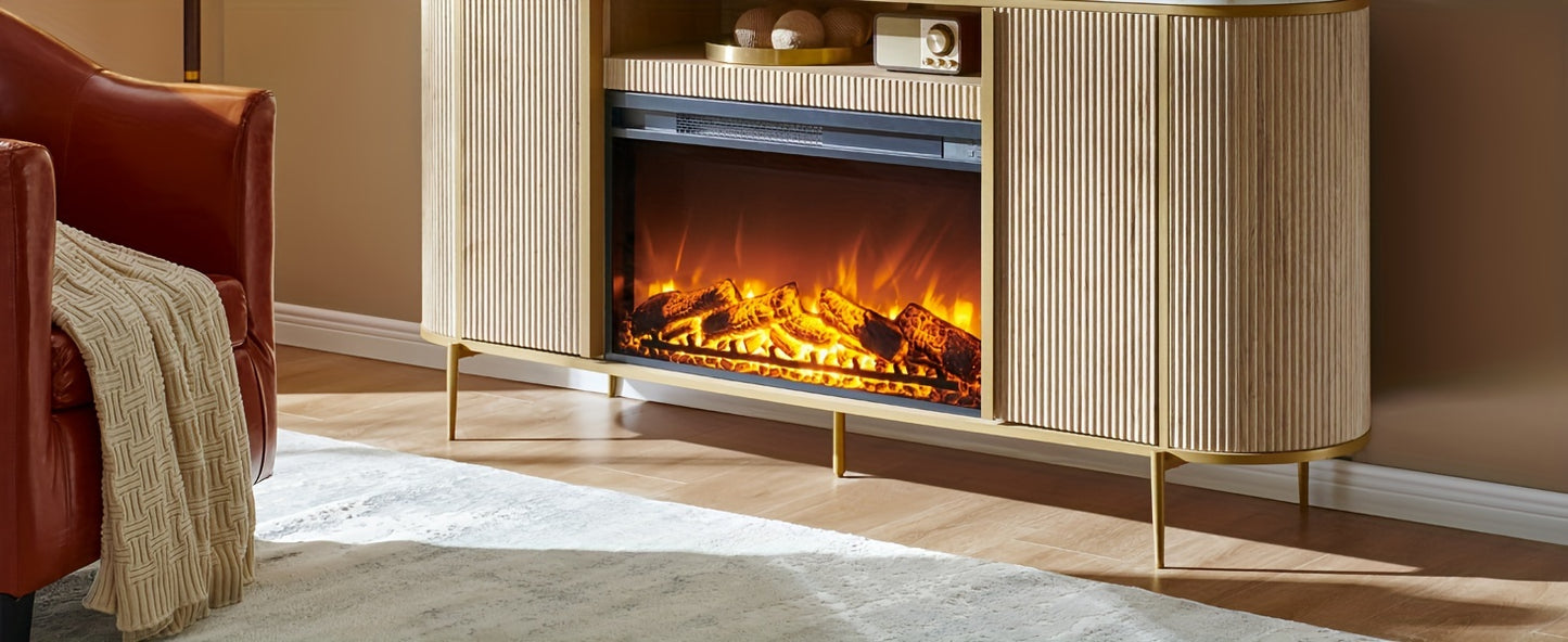 70" Luxury Fireplace TV Stand - Faux Marble Top