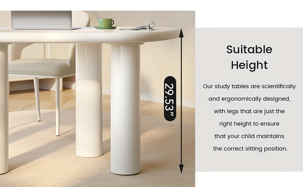 Large Office Desk, Wedge-Shaped Computer Office Desk, Modern Executive Desk, Creamy White Writing Study Desk For Study Room, Home Office, Easy Assembly, Guyii