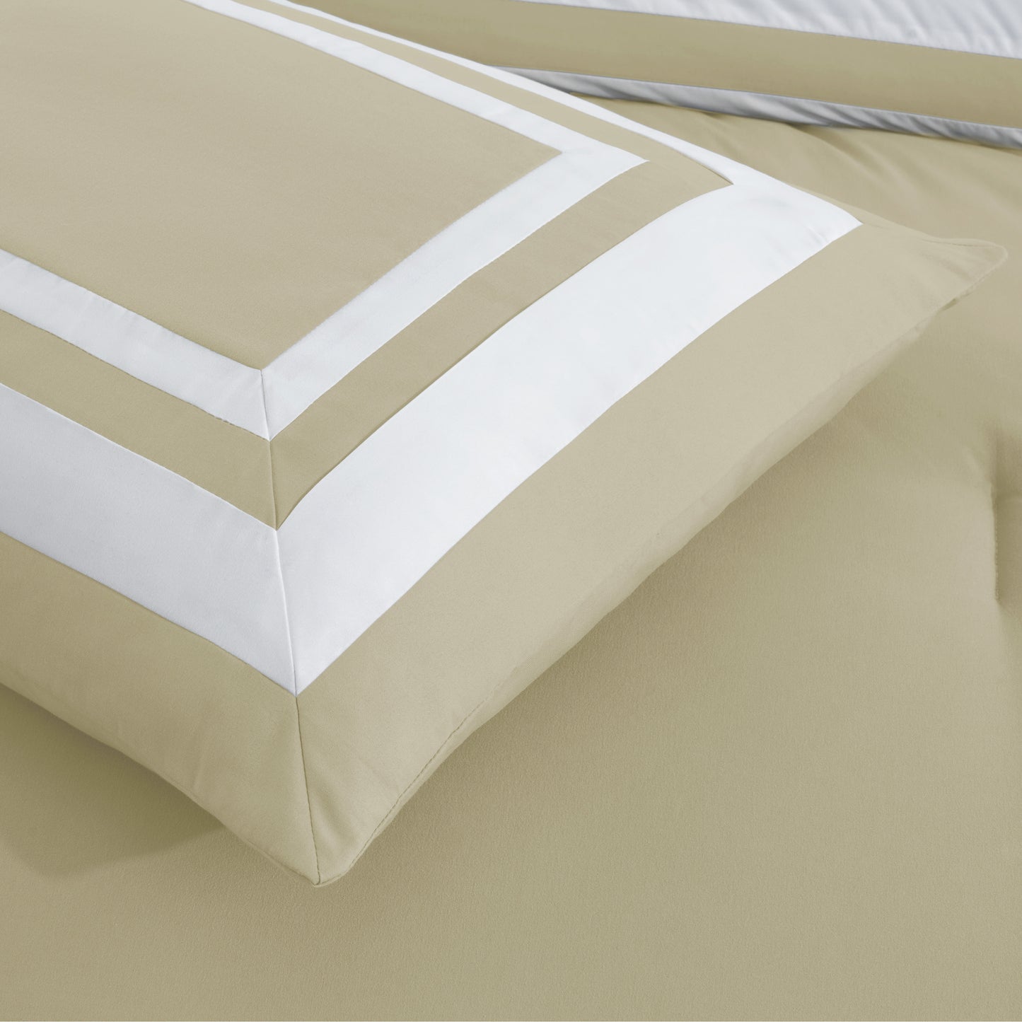 Caprice 7-Piece Modern Hotel Style Square Pattern Comforter Set with Decorative Pillows, Cal King/King/Queen/Full Size