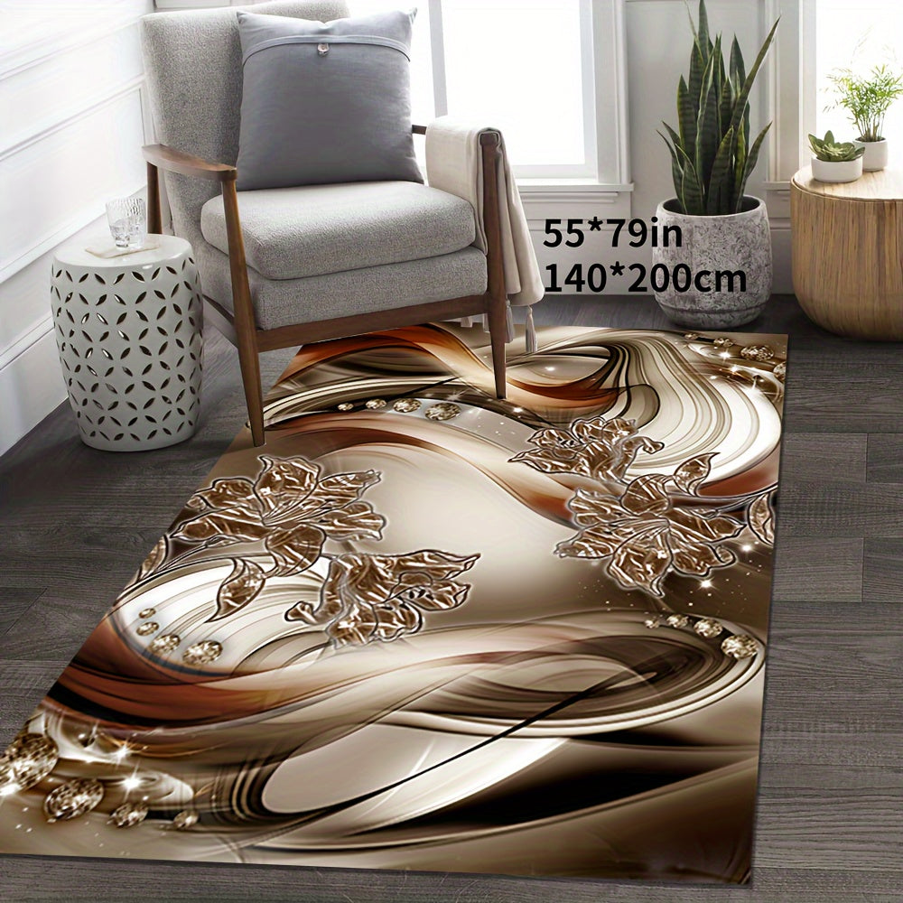 Noble Butterfly Printed Palace Royal Decorative Living Room Soft Carpet, Machine Washable Non-slip Carpet, Hotel Cafe Shop Carpet