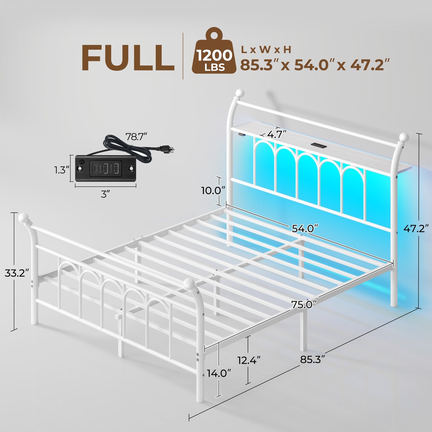 Classic Metal Platform Bed Frame with Victorian Style Iron-Art Headboard/Footboard/Under Bed Storage/No Box Spring Needed