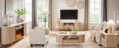 70" Luxury Fireplace TV Stand - Faux Marble Top