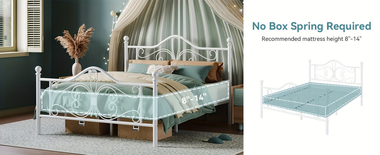 HOOMIC Platform Bed Frame, Metal Bed Frame With Butterfly Pattern Design Headboard & Footboard, No Box Spring Required, Easy Assembly