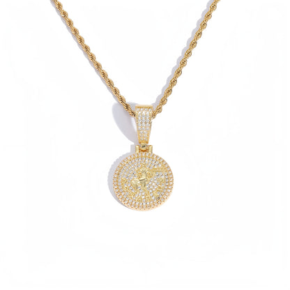 12 Zodiac Coins Necklace - 14K Gold Plated Golden Plated Hip-Hop Astrology Pendant with Synthetic Synthetic Zirconia Stones, 24in 304 Stainless Steel Chain, Unisex Jewelry Gift for Women & Men (Birthdays, Mother’s Day, Fath
