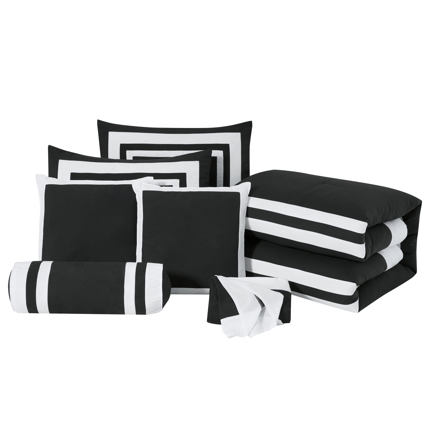 Caprice 7-Piece Modern Hotel Style Square Pattern Comforter Set with Decorative Pillows, Cal King/King/Queen/Full Size