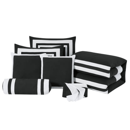 Caprice 7-Piece Modern Hotel Style Square Pattern Comforter Set with Decorative Pillows, Cal King/King/Queen/Full Size