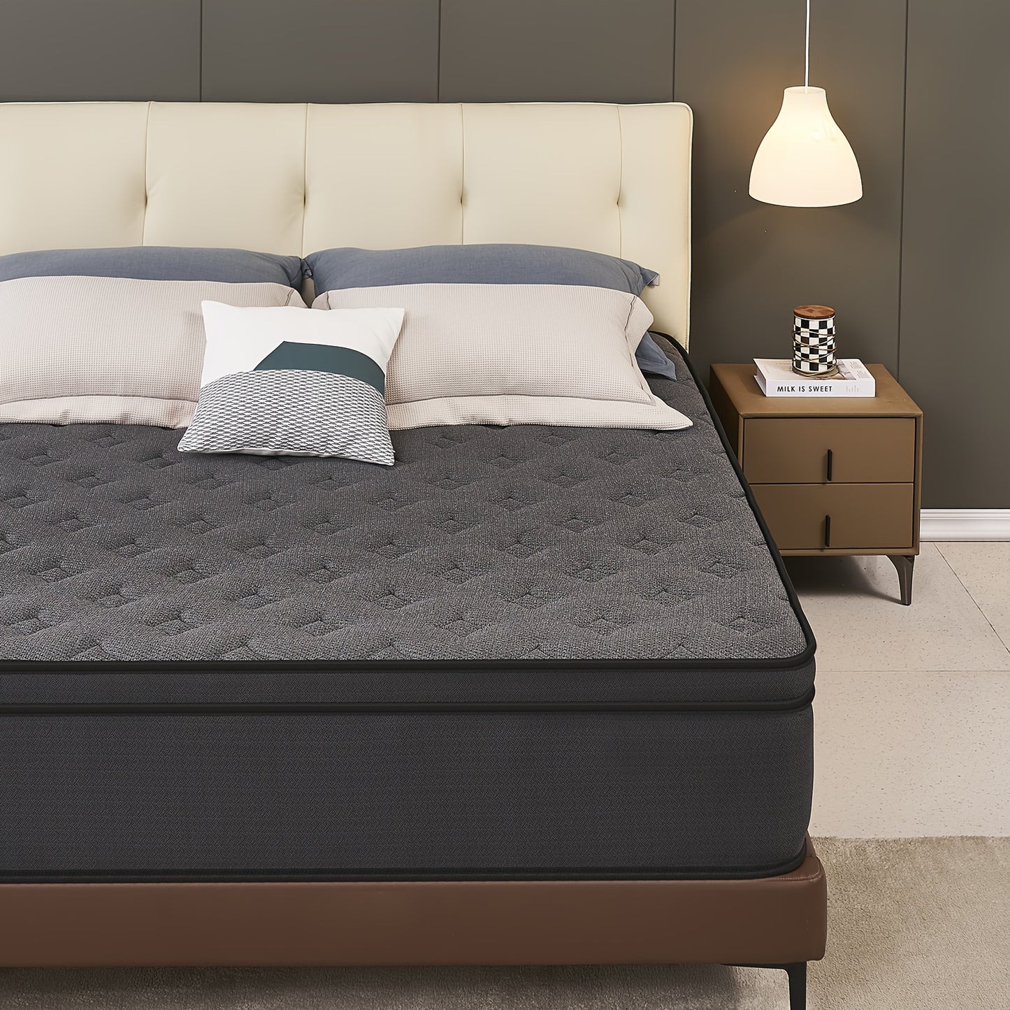 mattress, 12 inches, box hybrid mattress with memory spring hybrid, individual pocket spring mattress for family rooms and hotels in black