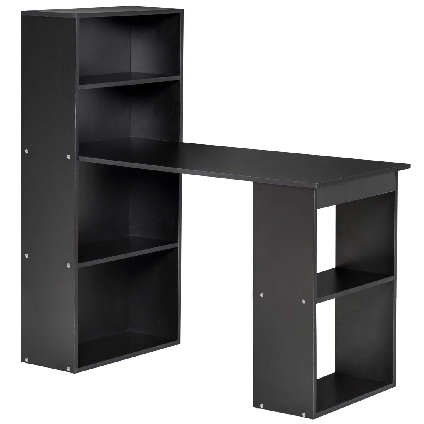 HOMCOM Modern Home Office Desk with 6-Tier Storage Shelves, 47" Writing Table with Bookshelf
