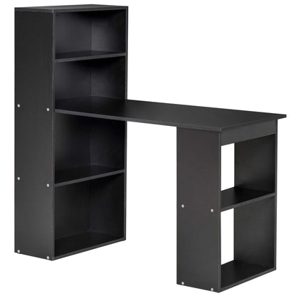 HOMCOM Modern Home Office Desk with 6-Tier Storage Shelves, 47" Writing Table with Bookshelf