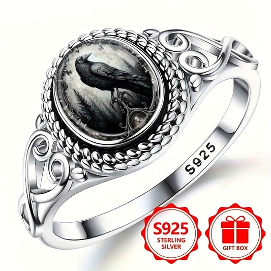 Gothic STYLE, raven silver ring