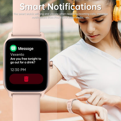FUVEHA Smartwatch Gift for Men And Women, 1.8" HD Full Touch Screen, Make & Receive Calls, Message Notifications, 100+ Sports Modes, Lightweight & Breathable.Built-in Alexa, Compatible with Android And for iPhone.Perfect Gift
