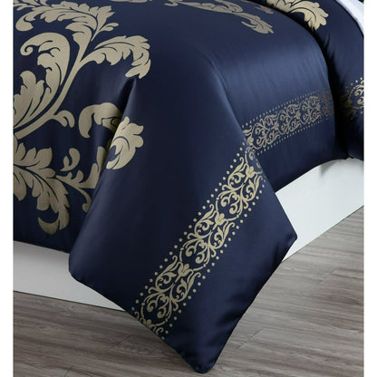 Valor 7-Piece Luxury Jacquard Floral Bed in a Bag Comforter Set