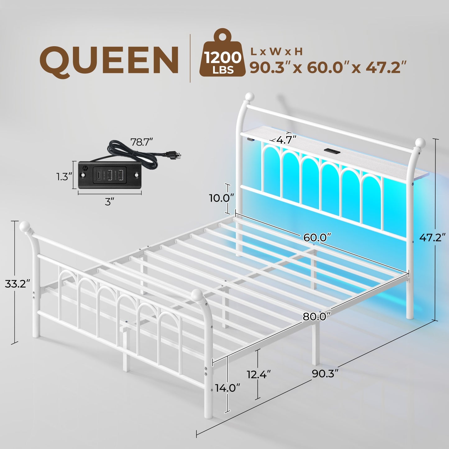 Classic Metal Platform Bed Frame with Victorian Style Iron-Art Headboard/Footboard/Under Bed Storage/No Box Spring Needed