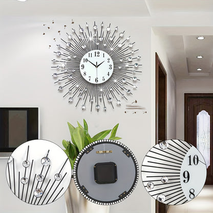 Modern Wall Clock Crystal Luxury Bedroom Clock Creative Personality Modern Art Decoration Clock Silent Wall Clock Large Size