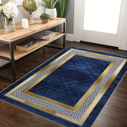 Lightweight Flat Woven Polyester Blend Area Rug – Versatile Rectangle Office, Bedroom, Living Room Rug with Machine Washable, Non-Slip Backing, Stain-Resistant Home Decor Carpet – Modern Bohemian Style Indoor Mat
