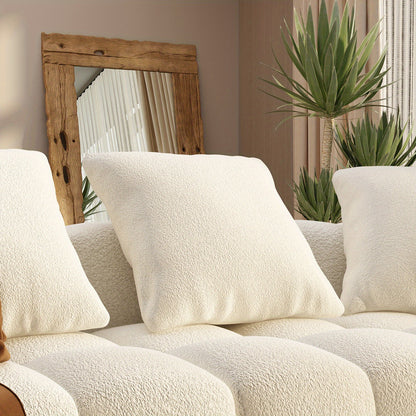 Modern 4-Seater Sofa - Elegant White Velvet Couch with Wooden Frame, Stylish and Simple Design - For Living Room, Bedroom & More - Suitable for Modern & Contemporary Homes - Perfect Gift for Housewarming