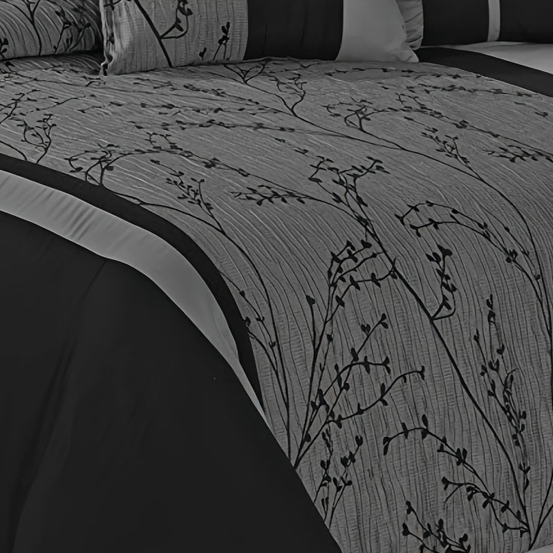 7 Piece Jacquard Super-soft Microfiber Bed Comforter Sets - Luxurious And Fashionable Splicing Style