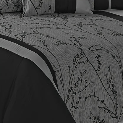 7 Piece Jacquard Super-soft Microfiber Bed Comforter Sets - Luxurious And Fashionable Splicing Style