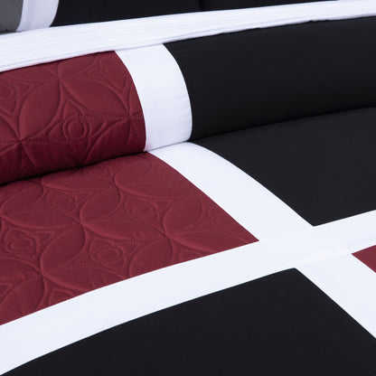 Bernard 7-Piece Patchwork Quilted Medallion Bed in a Bag Comforter Set with Sheets, California King/King/Queen/Full Size