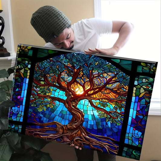 1pc Framed Painting Extra Large Tree Of Life Canvas Posters And Prints Wall Art Pictures With Frame For Living Room & Bedroom, Home Decoration, Festival Gift For Her/Him, Ready to Hang