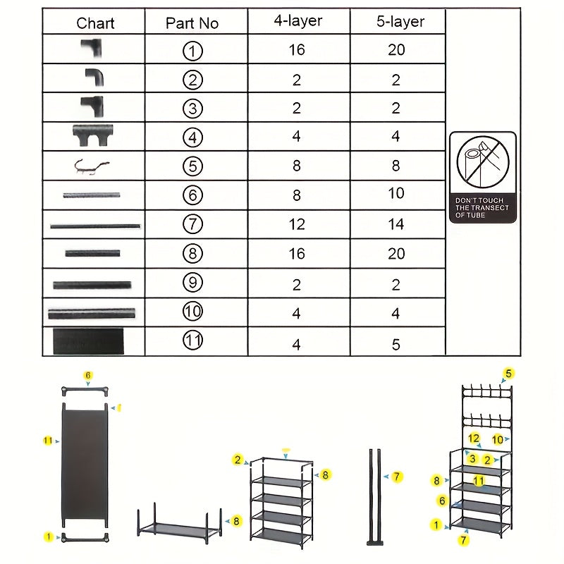 1pc 4/5 Layer 23in Carbon Steel Coat Rack, Multipurpose Coat Hanger And Shoe Shelf, Black/white, Self Assembly Required