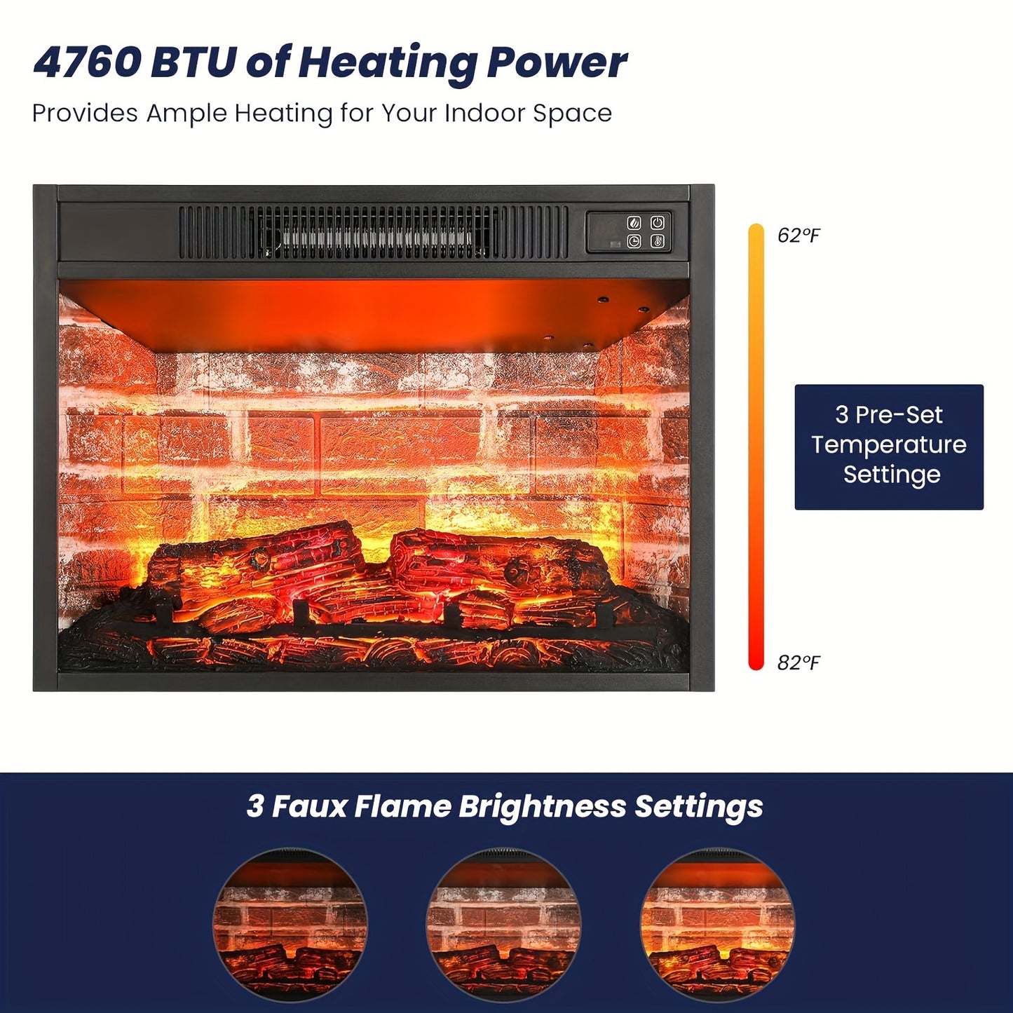 72" Electric Fireplace With Mantel, Fireplace TV Stand For 80" TV, Modern Entertainment Center With Storage, Wood Surround Free Standing Fireplace Heater With Remote Control, Logs, Adjustable Led Flame, For Living Room, Bedro