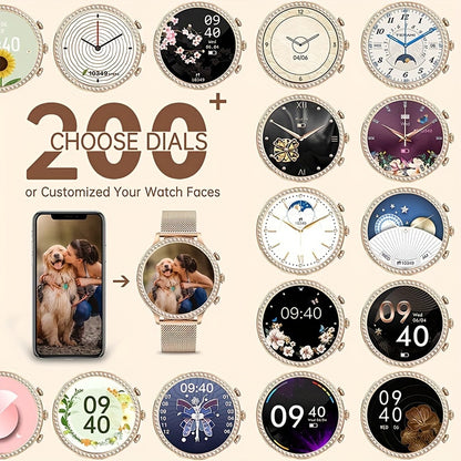 Touch Screen Smart Watches, Smart Watch for Android & iPhone Compatible,(Answer/Make Call) Smart Fitness Tracker Watch for Women/Man Smartwatch with Message Reminder/Sports/Step, Ideal for Gift (Include Bands:Gold, Pink, Wine