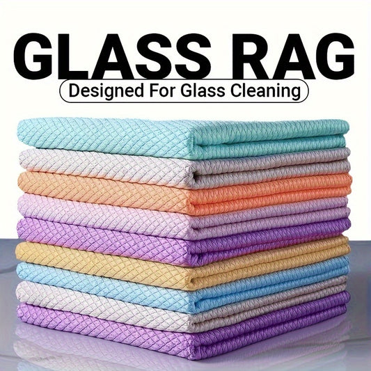 1/2/3/4/5pcs, Fish Scale Glass Wiping Cloth, Household Cleaning Cloth, Stains Removal Cloth, Dishwashing Cloth, Window Wiping Towel, No Trace, Multipurpose Rag, Cleaning Supplies, Cleaning Tool, Back To School Supplies