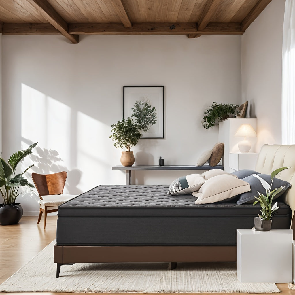 mattress, 12 inches, box hybrid mattress with memory spring hybrid, individual pocket spring mattress for family rooms and hotels in black