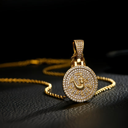 12 Zodiac Coins Necklace - 14K Gold Plated Golden Plated Hip-Hop Astrology Pendant with Synthetic Synthetic Zirconia Stones, 24in 304 Stainless Steel Chain, Unisex Jewelry Gift for Women & Men (Birthdays, Mother’s Day, Fath