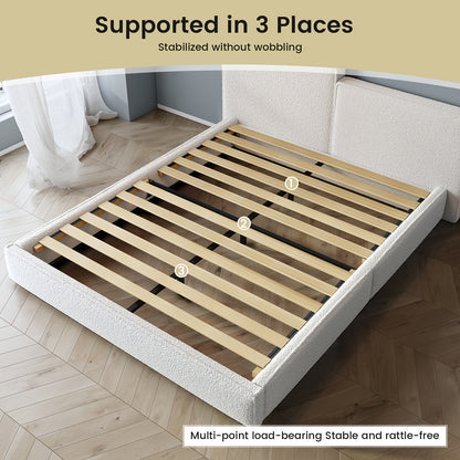 Queen & Full Size Bed Frame with Upholstered Headboard - Wood & Metal Slat Support, No Box Spring Needed, Easy Assembly, Quiet Mattress Foundation by Guyii Commercial, GUYII