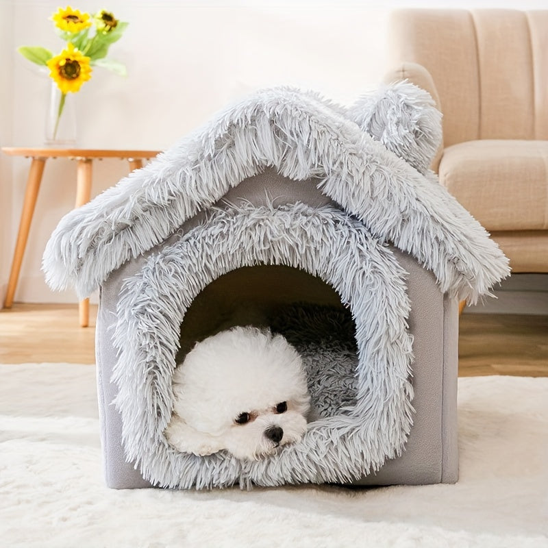 Memory Foam Dog House - Foldable Pet Bed with Cushion