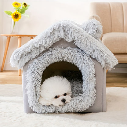 Memory Foam Dog House - Foldable Pet Bed with Cushion
