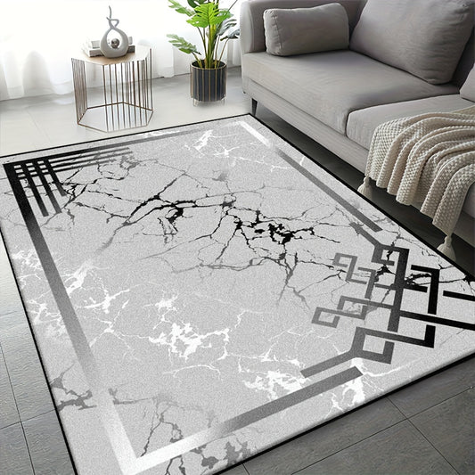 1pc Marble Print Area Rug, Abstract Art Design Floor Mat, Minimalist Style Luxurious Motif Throw Carpet, For Living Room Kitchen Lounge Spring Decor Gift Home Decor Room Supplies