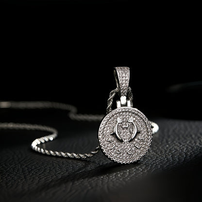 12 Zodiac Coins Necklace - 14K Gold Plated Golden Plated Hip-Hop Astrology Pendant with Synthetic Synthetic Zirconia Stones, 24in 304 Stainless Steel Chain, Unisex Jewelry Gift for Women & Men (Birthdays, Mother’s Day, Fath