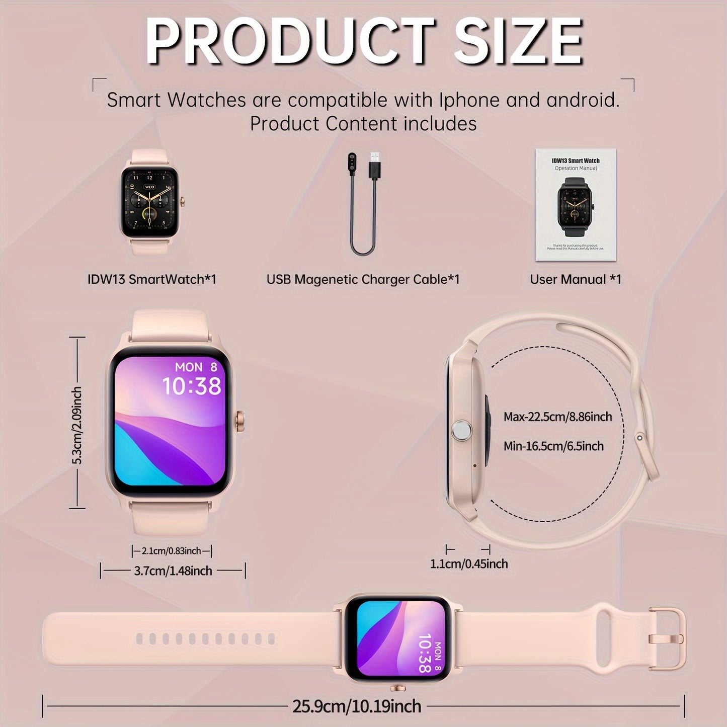 FUVEHA Smartwatch Gift for Men And Women, 1.8" HD Full Touch Screen, Make & Receive Calls, Message Notifications, 100+ Sports Modes, Lightweight & Breathable.Built-in Alexa, Compatible with Android And for iPhone.Perfect Gift