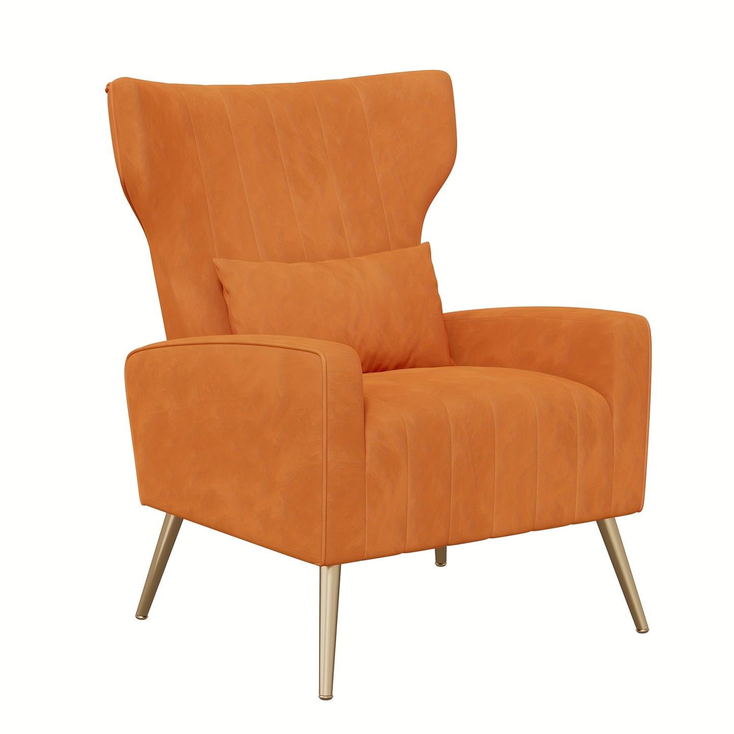 Modern Velvet Accent Chair with Metal Legs and Head Support – Cozy Mid-Century Reading Armchair, Includes Cushion and Footrest, Available in Gray/Yellow/Black